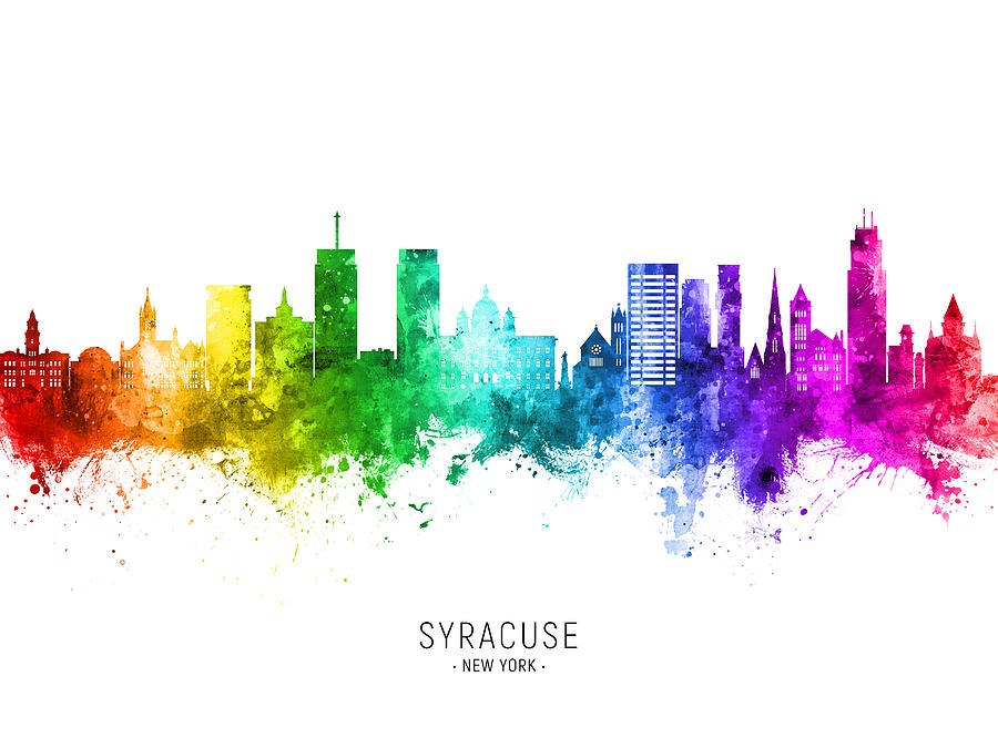 Syracuse New York Skyline #68 Digital Art by Michael Tompsett