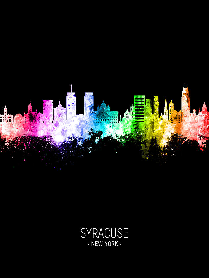 Syracuse New York Skyline #77 Digital Art by Michael Tompsett