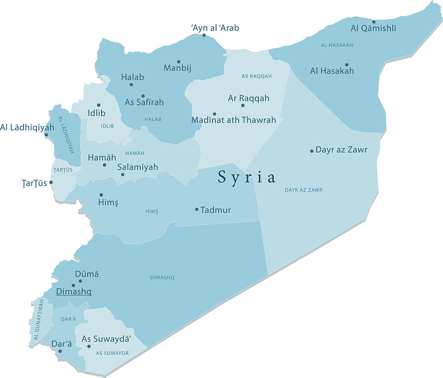 Syria Vector Map Regions Isolated Drawing by FrankRamspott