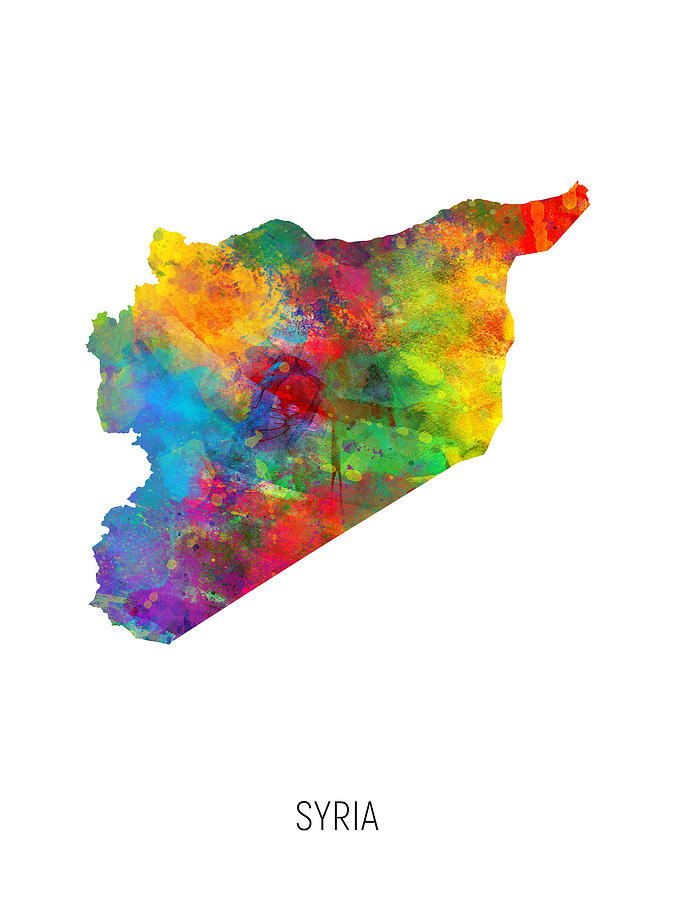 Country Map Digital Art - Syria Watercolor Map by Michael Tompsett