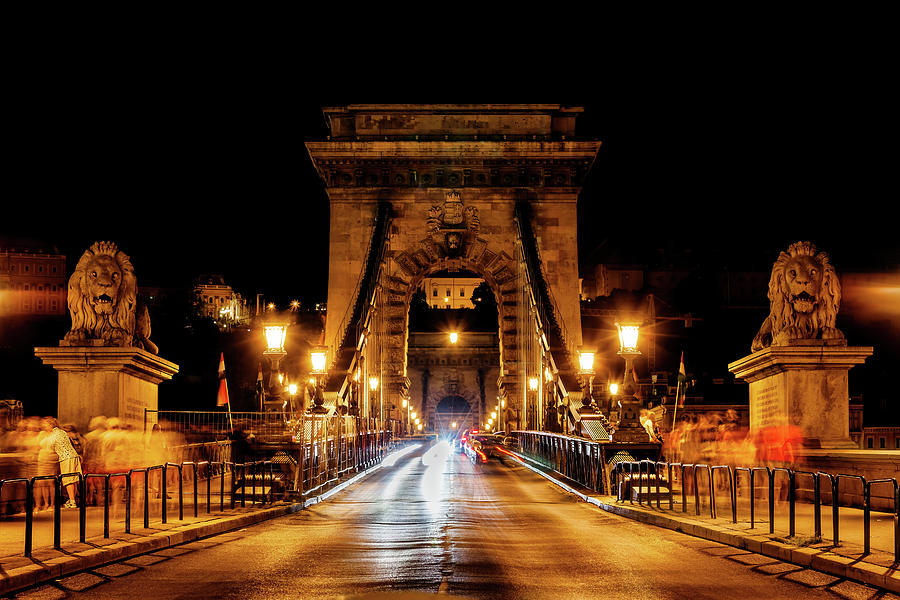 Szechenyi Chain Bridge At Night In Budapest Photograph by Artur Bogacki