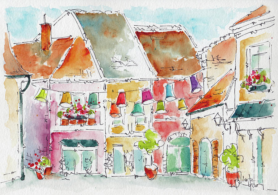 Szentendre The Lampshade Village of Hungary Painting by Pat Katz