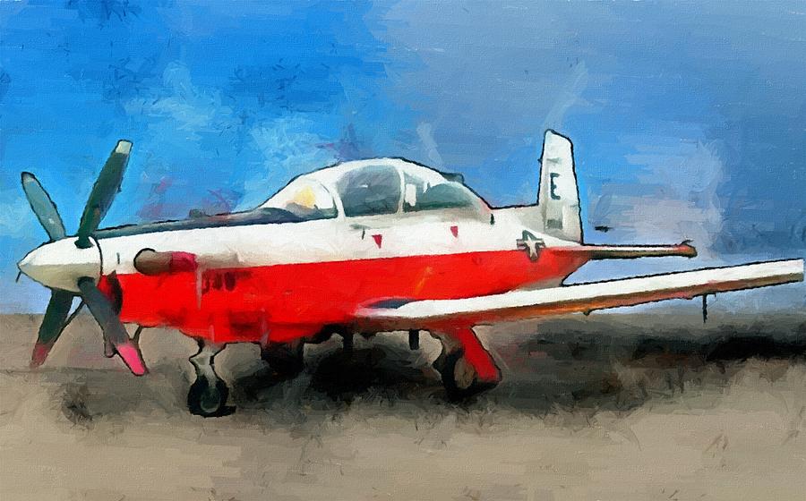 T-6 on the ramp Mixed Media by Christopher Reed