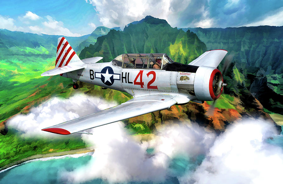 T-6 Texan Trainer Airplane Painting by Christopher Arndt