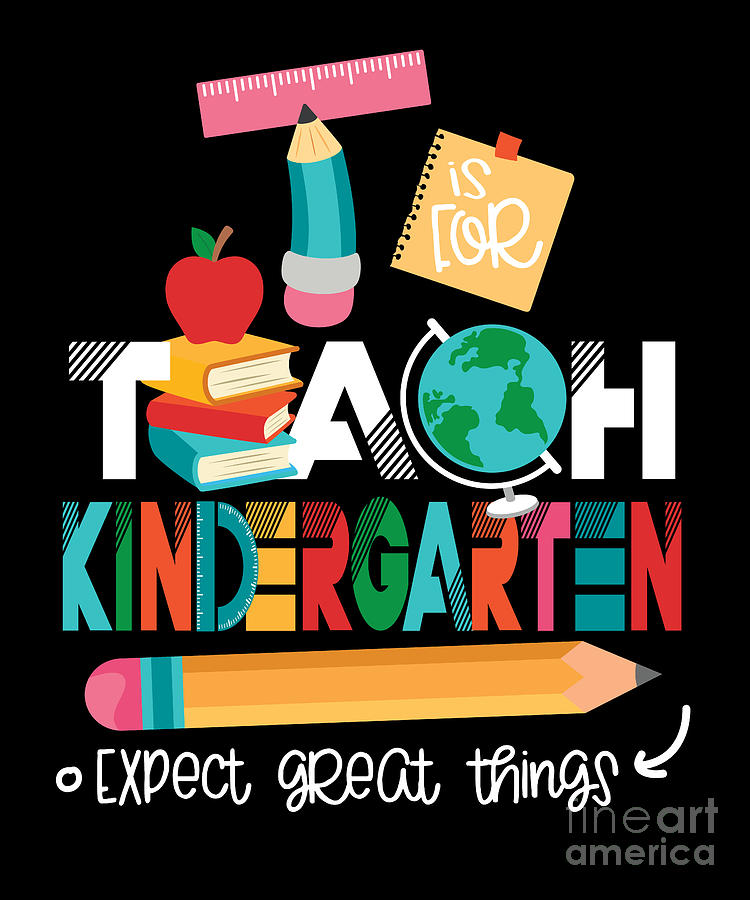 T is For Teach Kindergarten Teacher Digital Art by Studio Metzger