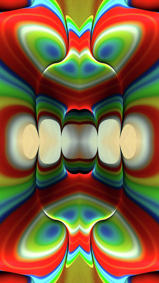 T is for Tiki Totem Fractal Abstract  Digital Art by Shelli Fitzpatrick