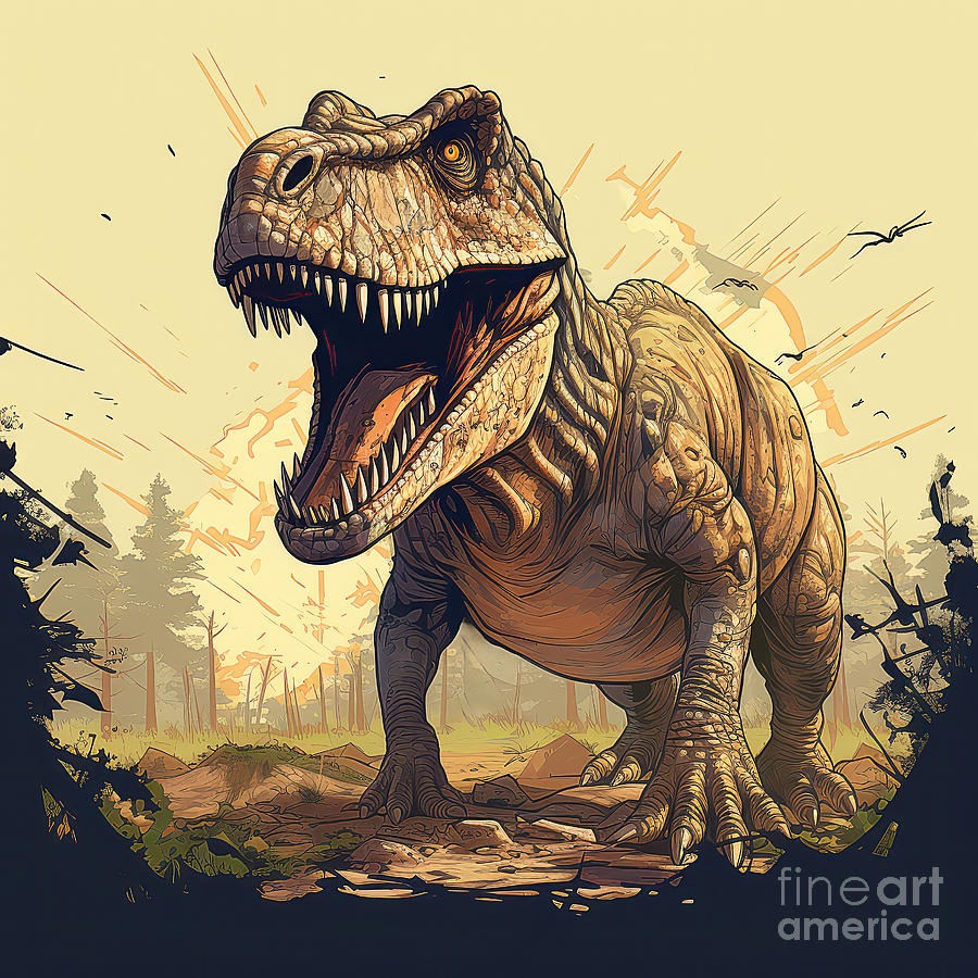 Prehistoric Digital Art - T Rex 01 by Elisabeth Lucas