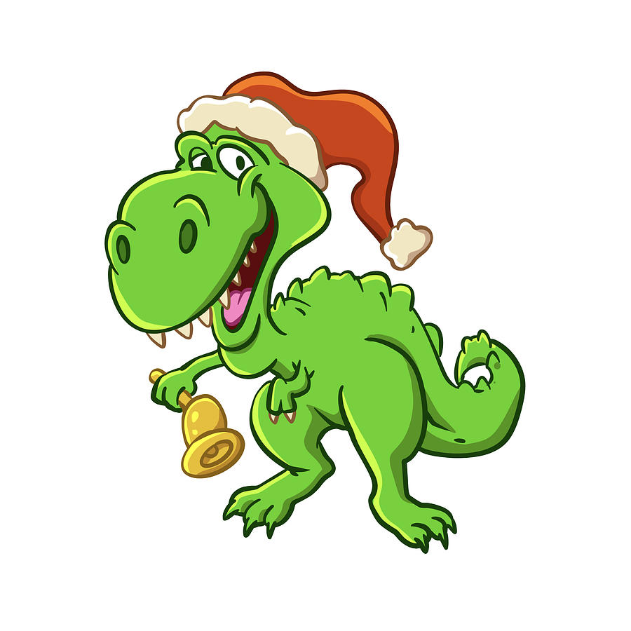 T-rex Christmas Cartoon Drawing by Johnnie Art - Pixels