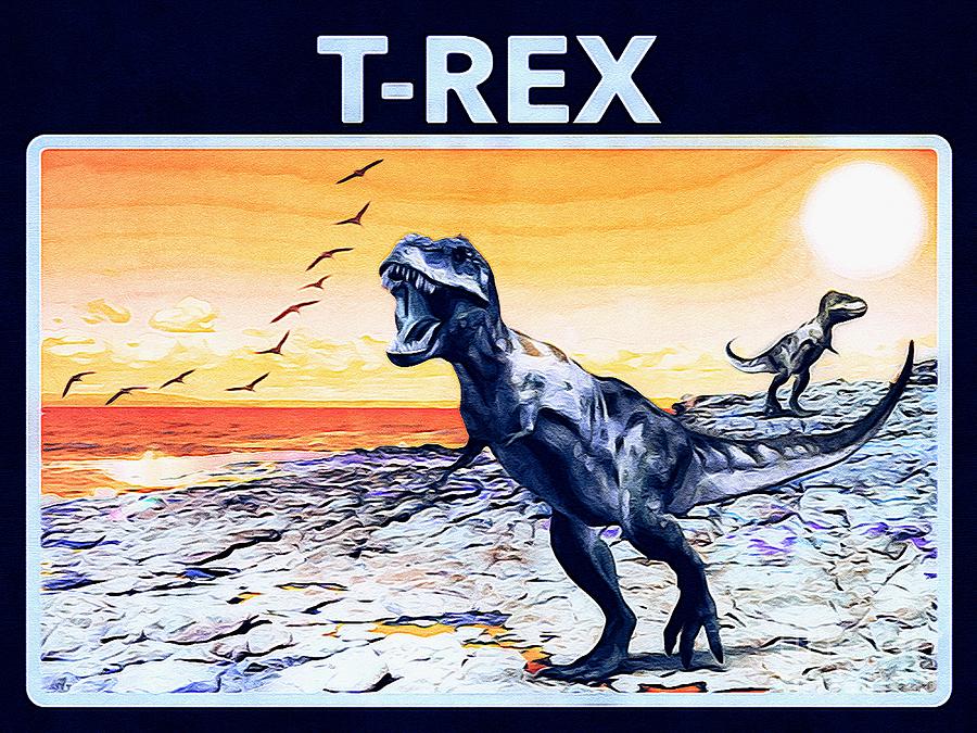 T-Rex Dinosaur pr02 Digital Art by Douglas Brown