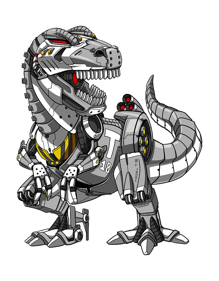 T-Rex Dinosaur Robot Digital Art by Nikolay Todorov - Pixels