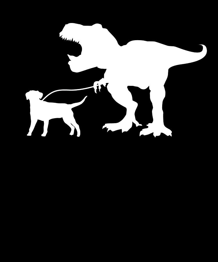 T Rex Dinosaur Shirt T Rex Walking Labrador Dog Painting by Hughes ...