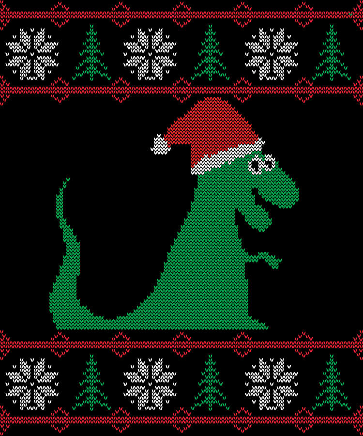 T-Rex Santa Ugly Christmas Sweater Digital Art by Flippin Sweet Gear