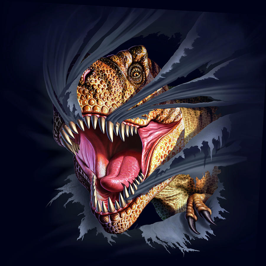 Jurassic Park Digital Art - T-Rex Terror by Jerry LoFaro