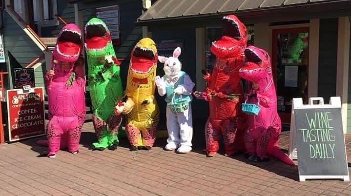 T-Rexes with the Easter Bunny Photograph by Brenna Woods