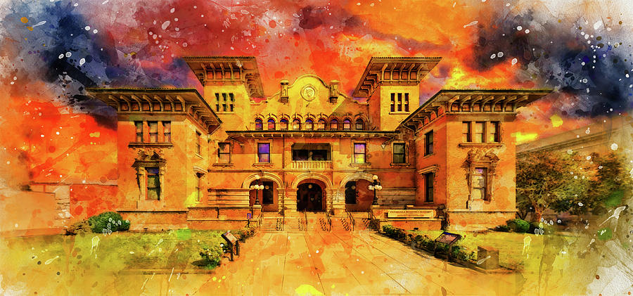 T. T. Wentworth Jr. Museum of History in Pensacola at sunset - digital painting Digital Art by Nicko Prints
