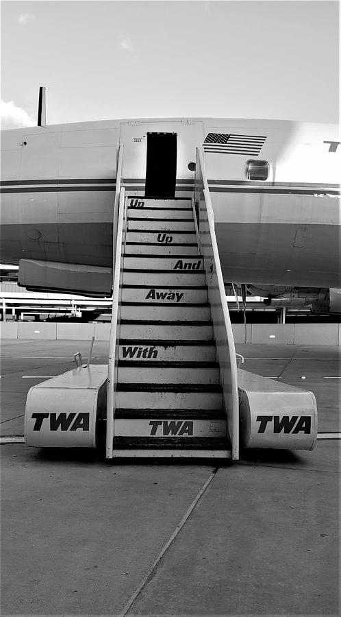 T W A Connie Jetway Stairs B W Photograph by Rob Hans