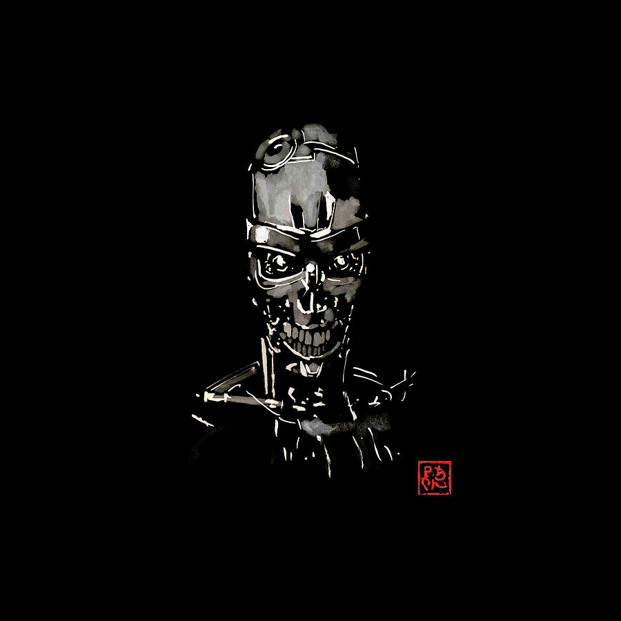 Terminator Drawing - T800 by Pechane Sumie
