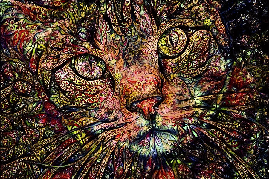 Tabby Cat Intensity Digital Art by Peggy Collins