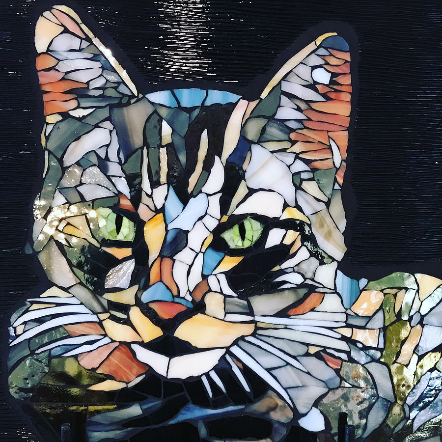 Tabby Cat Glass Art by Michele Knecht Pixels