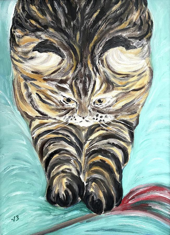 Tabby Cat Painting by Victoria Lakes