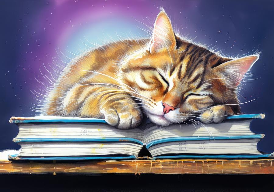 Cat Digital Art - Tabby Kitten Snoozing 02 by Simone Edward Artwork