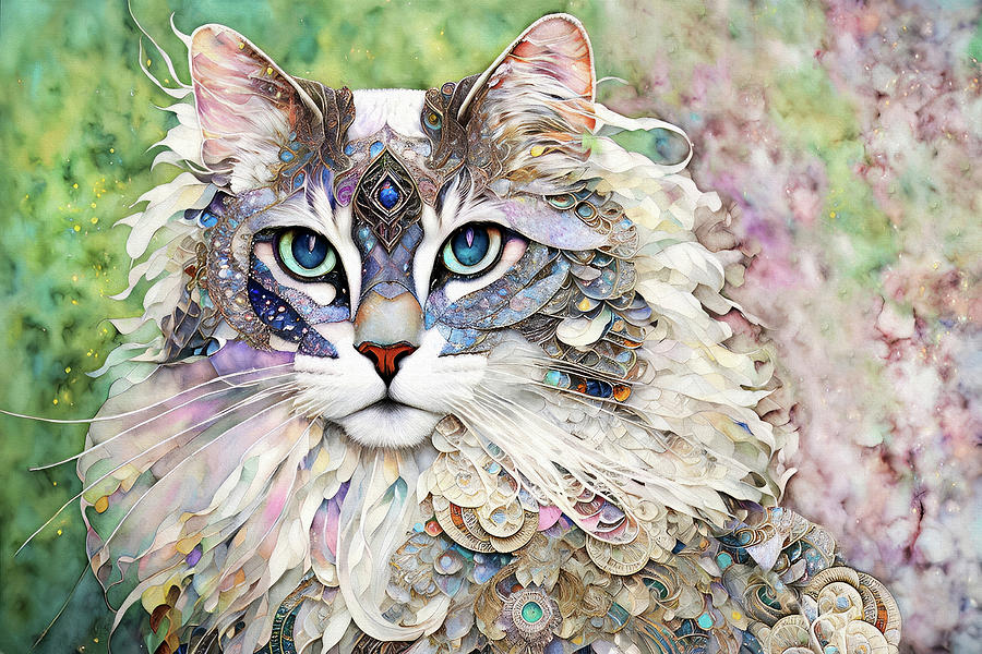 Tabitha the Maine Coon Cat Digital Art by Peggy Collins