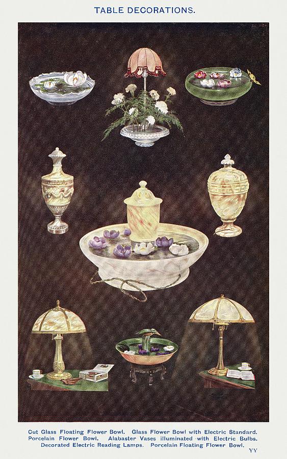 Vintage Drawing - Table Decorations by Mrs Beeton