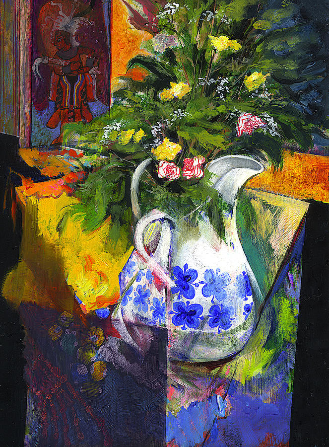 Table, Flower Jug, Mayan Painting. Painting by Harry Robertson