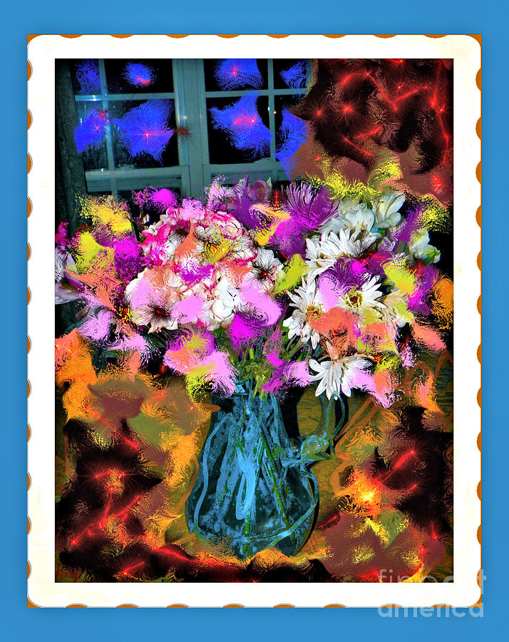 Table Flowers II Digital Art by Shirley Moravec