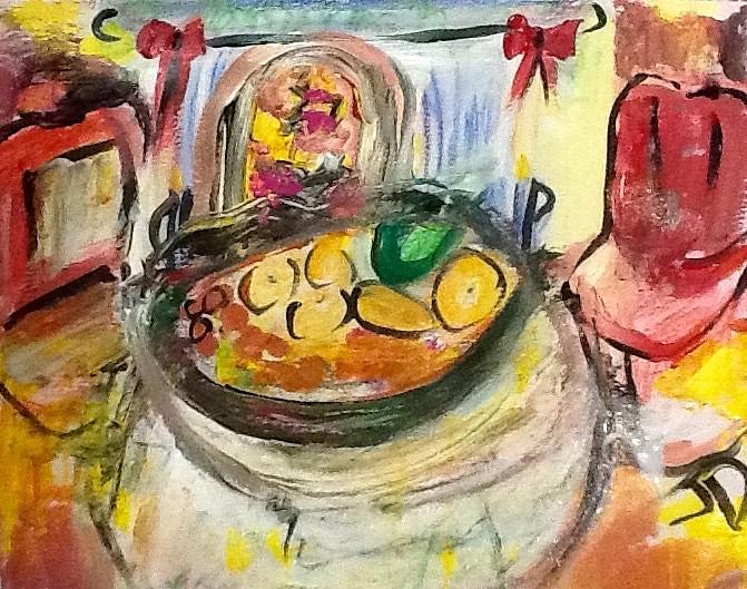 Table for two Painting by Judith Desrosiers