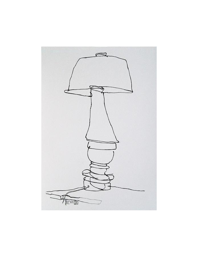 Still Life Drawing - Table Lamp At The Lodge by Robert Holewinski