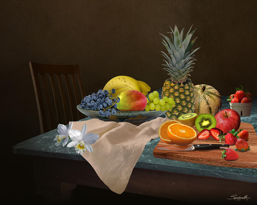 Table of Fruits Digital Art by M Spadecaller