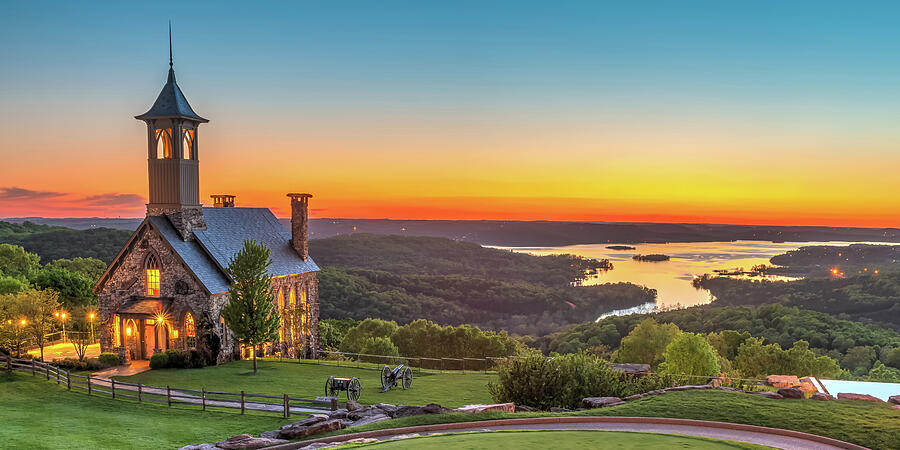 Table Rock Lake And Chapel From Top Of The Rock Panorama Photograph by Gregory Ballos