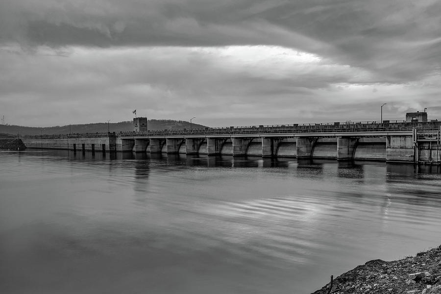Table Rock Lake Dam In Black And White Photograph