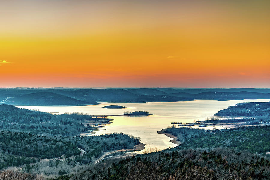 America Photograph - Table Rock Lake Sunset and Ozark Mountains by Gregory Ballos