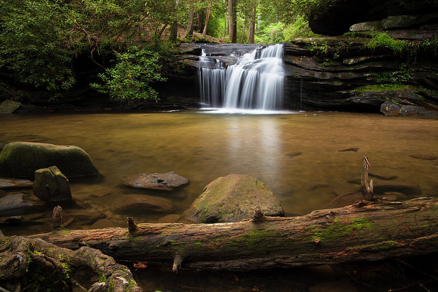 Table Rock South Carolina Waterfall - Carrick Creek Falls with log ...