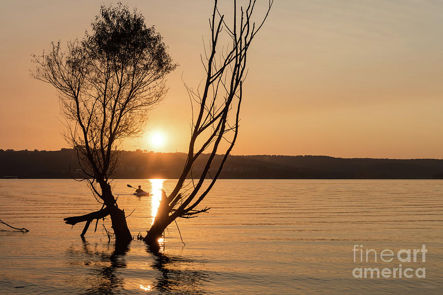 Boat Photograph - Table Rock Sunrise Kayaking by Jennifer White