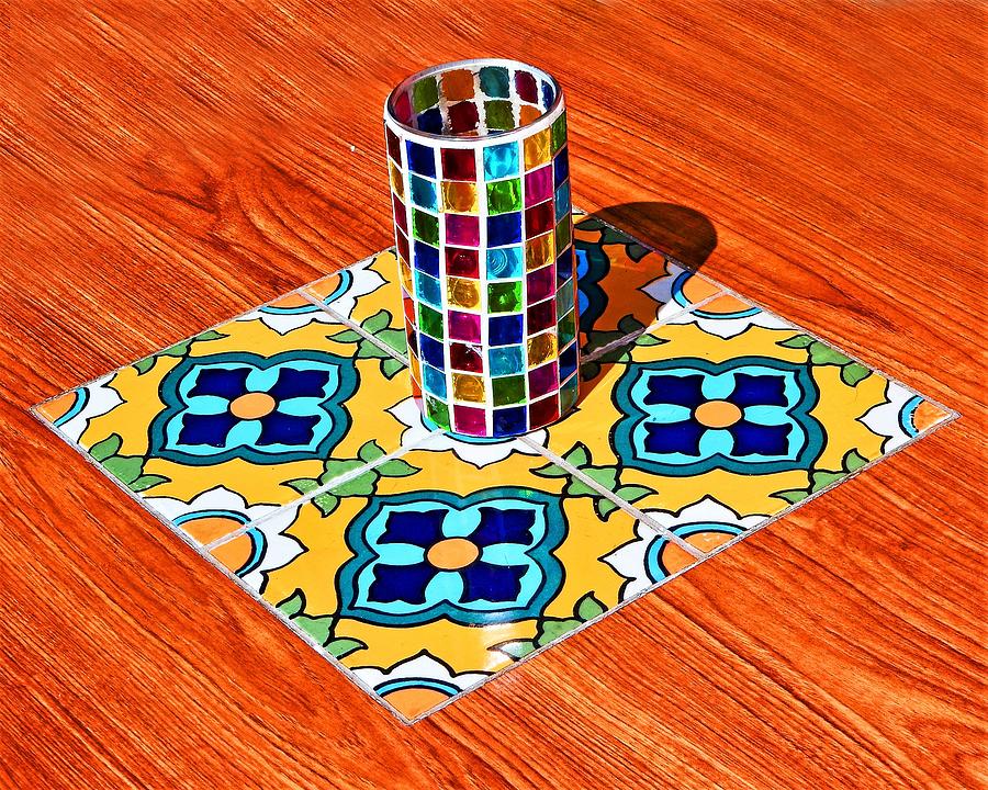 Table Tile And Glass Photograph by Andrew Lawrence