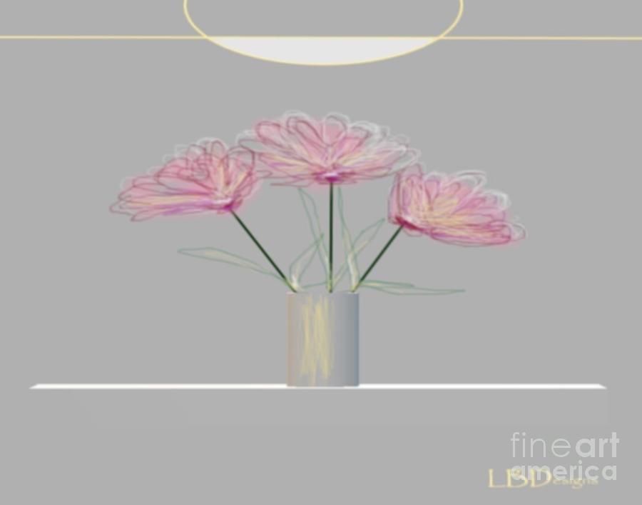 Table Vase Flowers Light  Digital Art by LBDesigns