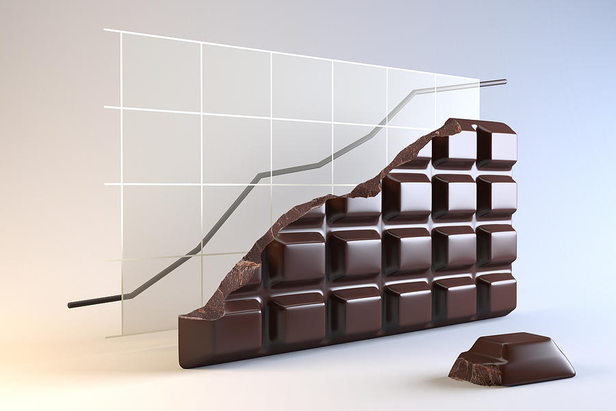 Tablet of chocolate in shape of curve diagram Drawing by Dieter Spannknebel
