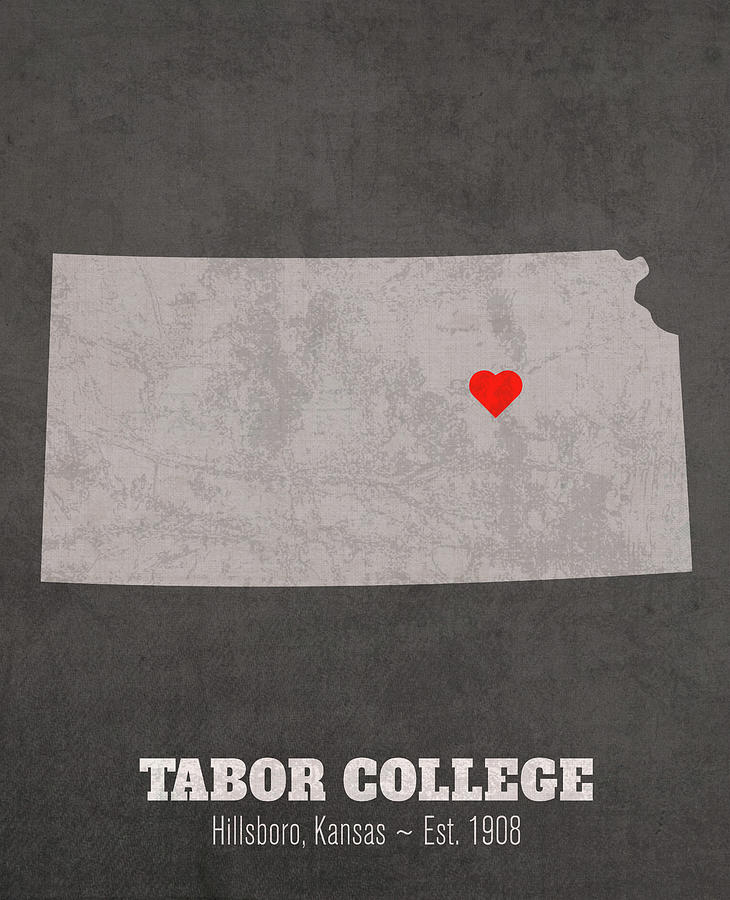 Tabor College Hillsboro Kansas Founded Date Heart Map Mixed Media by ...