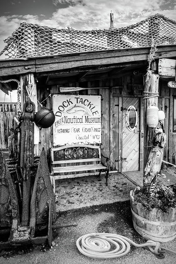 Tackle Shop and Nautical Museum Black and White Photograph by Debra and Dave Vanderlaan