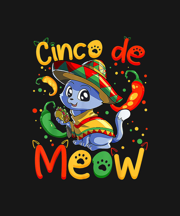 Taco Cat Cinco De Mayo For And Sombrero Cat Drawing by DHBubble - Fine ...