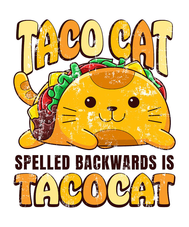 Taco Cat spelled Backwards is Tacocat Cinco de Mayo Kawaii Digital Art ...