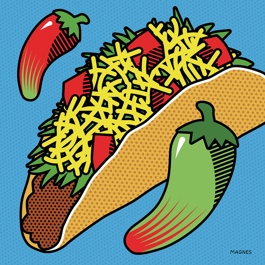 Taco on Blue Digital Art by Ron Magnes