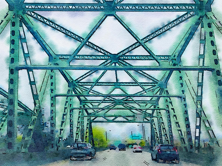 Tacoma Bridge Painting by Bonnie Bruno