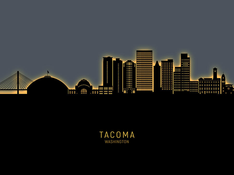 Tacoma Washington Skyline #02 Digital Art by Michael Tompsett