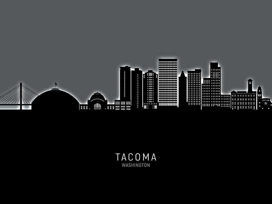 Tacoma Washington Skyline #03 Digital Art by Michael Tompsett