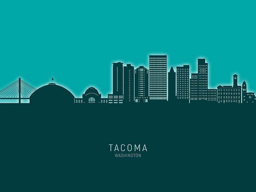 Tacoma Washington Skyline #04 Digital Art by Michael Tompsett