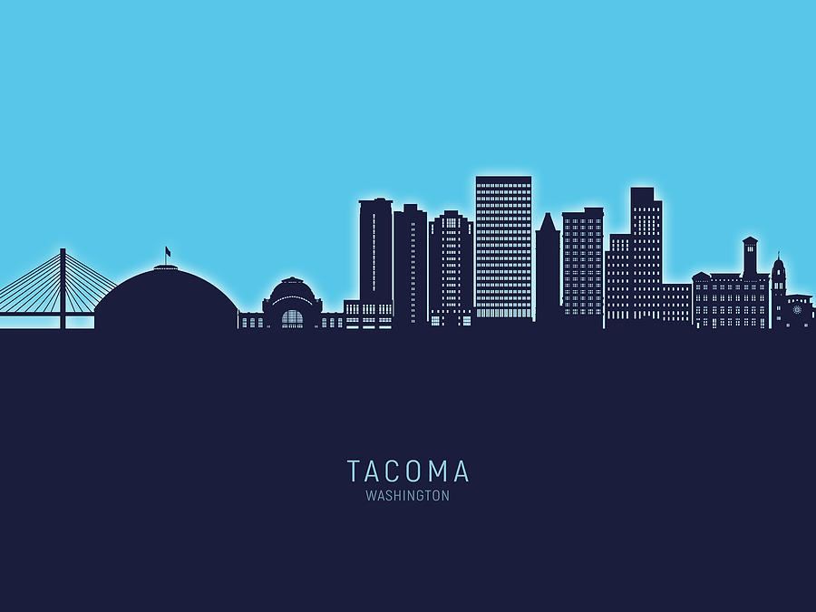 Tacoma Washington Skyline #05 Digital Art by Michael Tompsett